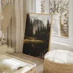 poster montagne reflet eau salon beige.webp
