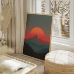 poster montagne synthwave salon beige.webp