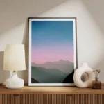 poster montagnes embrumees meuble.webp