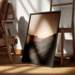 poster montagnes enneigees au coucher de soleil encadre.webp