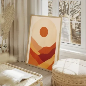 poster montagnes ocres salon beige.webp