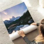 poster montagnes reflet lac el chalten au sol.webp