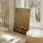 poster motif lignes ondulees sable salon beige.webp