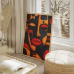 poster motif tribal africain abstrait salon beige.webp