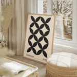 poster motifs bauhaus noir et blanc salon beige.webp