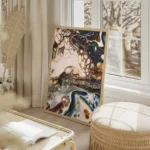 poster motifs fluides abstraits salon beige.webp
