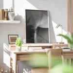 poster mur en courbes noir et blanc bureau.webp