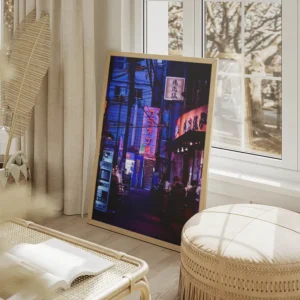 poster nuit eclairee tokyo salon beige.webp