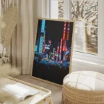 poster nuits animees de shibuya salon beige.webp