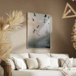 poster oiseaux volants au dessus d un lac salon.webp