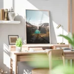 poster paysage alpin avec lac turquoise bureau.webp