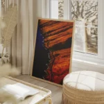 poster paysage cotier orange salon beige.webp