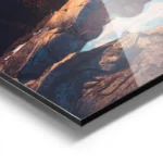 poster paysage de montagne et lac au coucher de soleil aluminium.webp