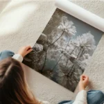 poster paysage de riviere et palmiers en rouleau.webp