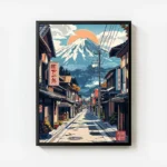 poster paysage japonais montagne avec cadre.webp