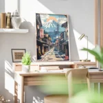 poster paysage japonais montagne bureau.webp