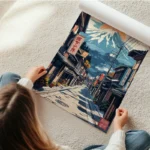 poster paysage japonais montagne en rouleau.webp