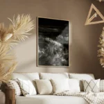 poster paysage montagneux en noir et blanc salon.webp