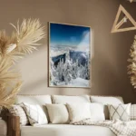 poster paysage montagneux enneige salon.webp