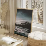 poster paysage montagneux etoile salon beige.webp
