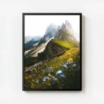 poster paysage montagneux fleuri avec cadre.webp
