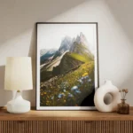 poster paysage montagneux fleuri meuble.webp