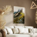 poster paysage montagneux fleuri salon.webp