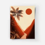 poster paysage retro palmiers coucher de soleil.webp