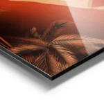 poster paysage retro palmiers coucher de soleil aluminium.webp