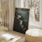 poster paysages montagneux enneiges salon beige.webp