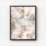 poster peinture abstraite beige et blanche avec cadre.webp