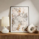 poster peinture abstraite beige et blanche meuble.webp