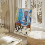 poster peinture abstraite coloree salon beige.webp