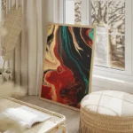 poster peinture abstraite couleurs vives salon beige.webp