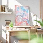 poster peinture abstraite rose et bleu bureau.webp
