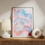 poster peinture abstraite rose et bleu meuble.webp