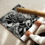 poster peinture africaine noir et blanc enroule.webp