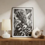 poster peinture africaine noir et blanc meuble.webp