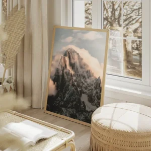 poster pic de montagne enneigee salon beige.webp