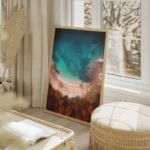 poster plage aerienne bleu salon beige.webp