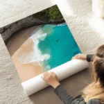 poster plage de sable et ocean turquoise au sol.webp