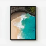 poster plage de sable et ocean turquoise avec cadre.webp