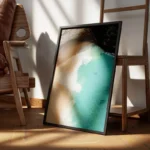 poster plage de sable et ocean turquoise encadre.webp