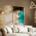 poster plage de sable et ocean turquoise salon.webp