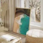 poster plage de sable et ocean turquoise salon beige.webp