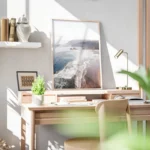 poster plage ensoleillee bureau.webp