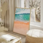 poster plage turquoise salon beige.webp