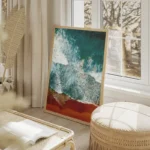 poster plage vue aerienne salon beige.webp