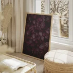 poster plante a feuilles violettes salon beige.webp