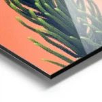 poster plante verte sur fond rose aluminium.webp